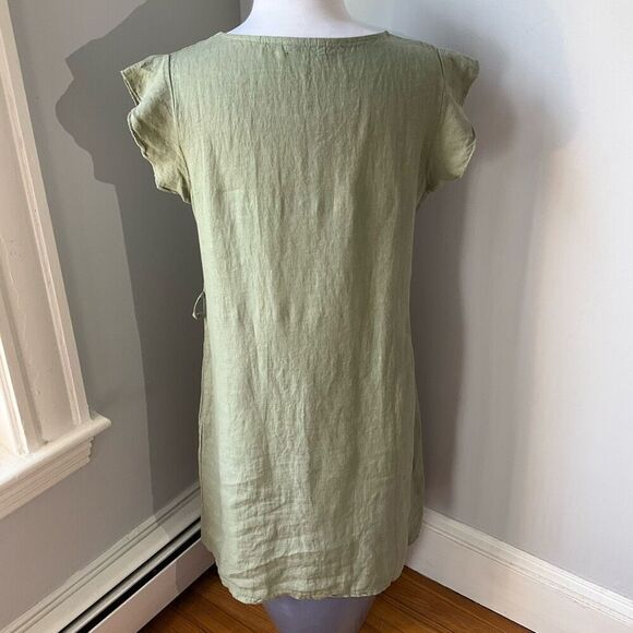 Terzo Millennio shift Dress with Flutter Cap Sleeves, L. Sage Linen! - Picture 3 of 11